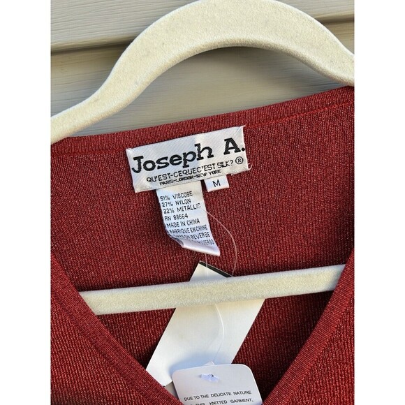 Vintage Y2K Joseph A Women’s Red Lorelei Metallic Wrap Belt Sweater Fitted M - Picture 3 of 8